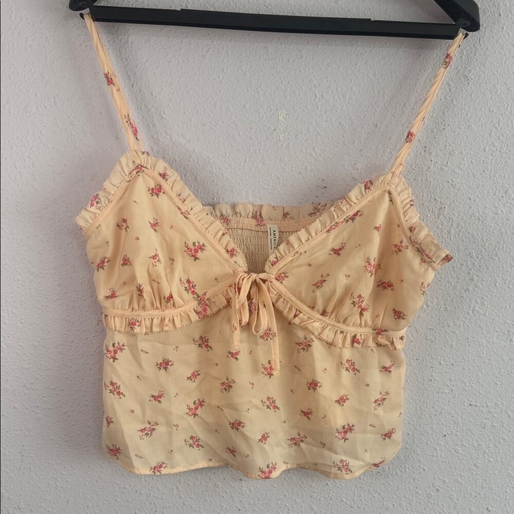 NWT American Eagle Outfitters Floral Peach & Pink Camisole Blouse Size M